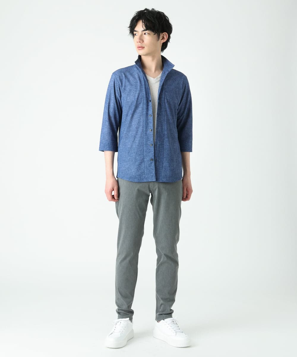 MKBGS67130 MK MICHEL KLEIN HOMME(MKミッシェルクランオム) スタンドカラーシャツ / TECドライメッシュ ブルー(55)