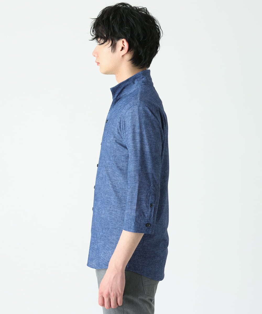 MKBGS67130 MK MICHEL KLEIN HOMME(MKミッシェルクランオム) スタンドカラーシャツ / TECドライメッシュ ブルー(55)