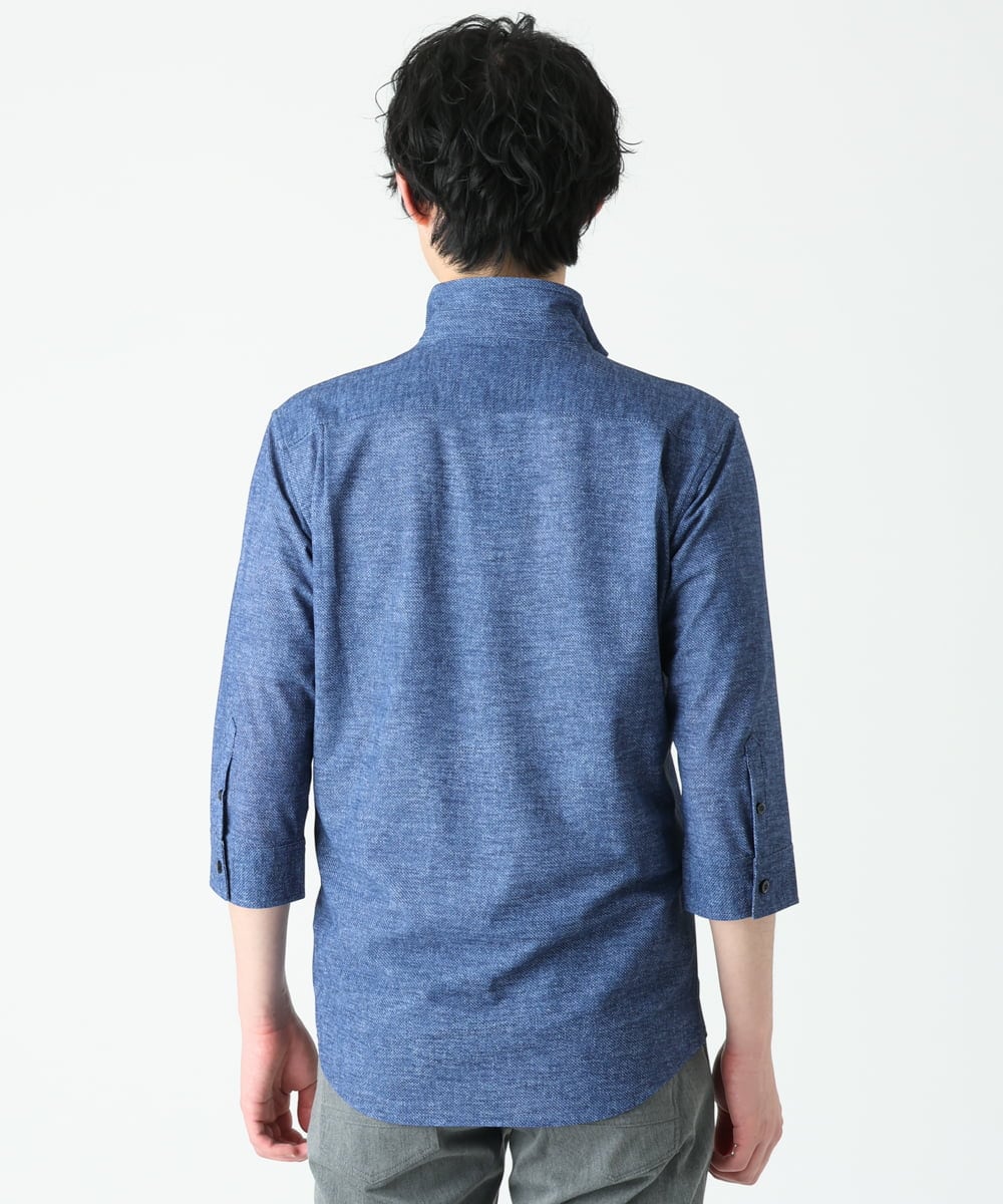 MKBGS67130 MK MICHEL KLEIN HOMME(MKミッシェルクランオム) スタンドカラーシャツ / TECドライメッシュ ブルー(55)