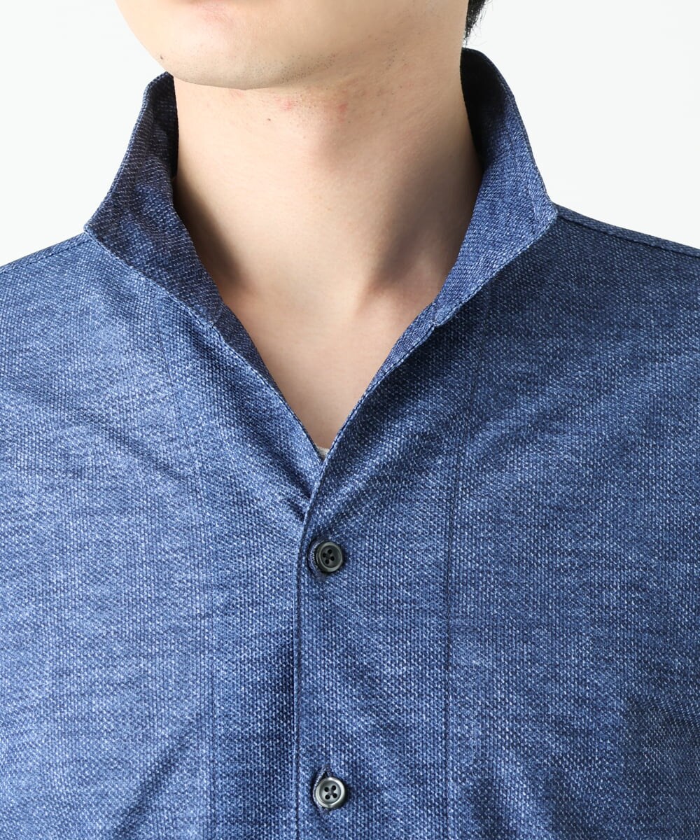 MKBGS67130 MK MICHEL KLEIN HOMME(MKミッシェルクランオム) スタンドカラーシャツ / TECドライメッシュ ブルー(55)