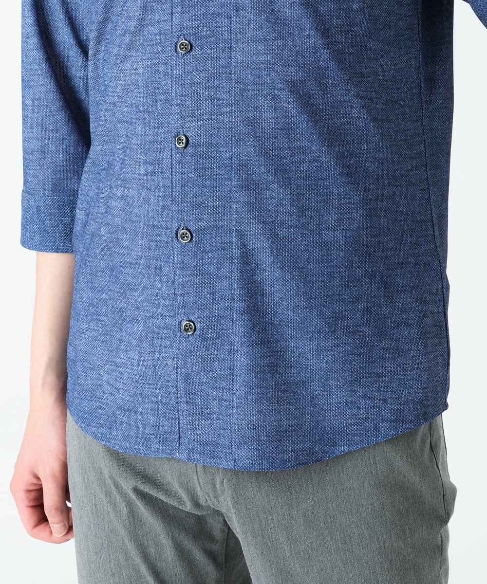 MKBGS67130 MK MICHEL KLEIN HOMME(MKミッシェルクランオム) スタンドカラーシャツ / TECドライメッシュ ブルー(55)