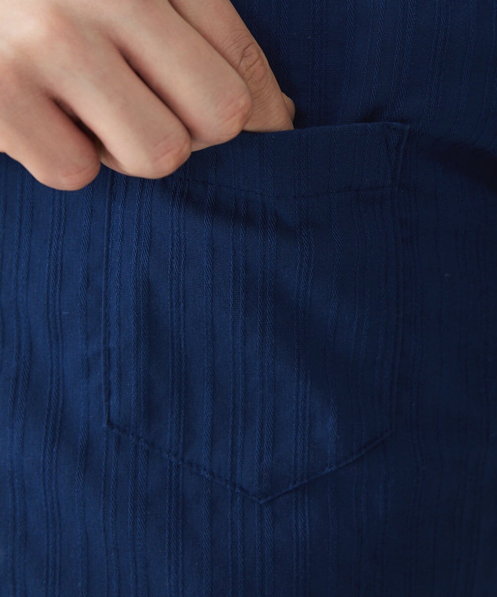 MKBGS71100 MK MICHEL KLEIN HOMME(MKミッシェルクランオム) 【WEB限定】リバーストライプ7分袖シャツ ネイビー(57)