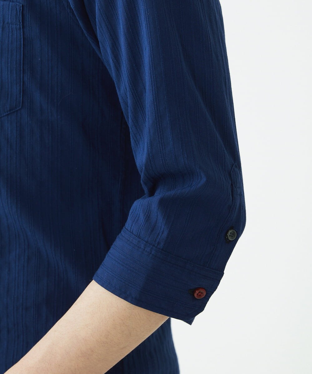 MKBGS71100 MK MICHEL KLEIN HOMME(MKミッシェルクランオム) 【WEB限定】リバーストライプ7分袖シャツ ネイビー(57)