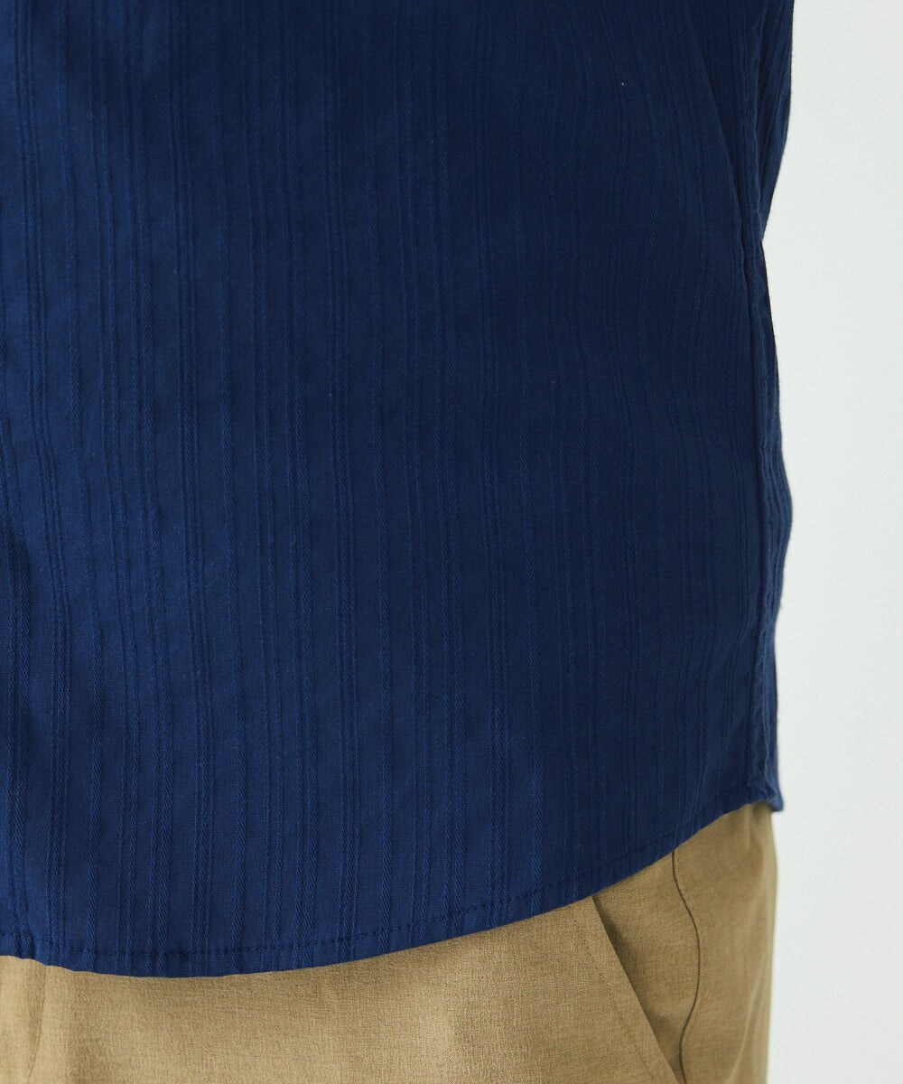MKBGS71100 MK MICHEL KLEIN HOMME(MKミッシェルクランオム) 【WEB限定】リバーストライプ7分袖シャツ ネイビー(57)