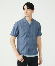 MKBGU02120 MK MICHEL KLEIN HOMME(MKミッシェルクランオム) リバーストライプシャツ ライトブルー(50)
