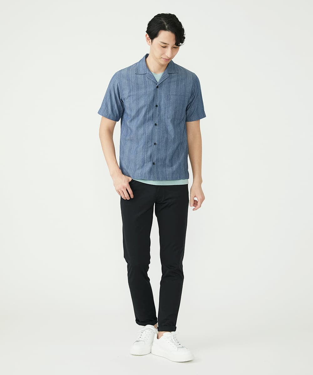 MKBGU02120 MK MICHEL KLEIN HOMME(MKミッシェルクランオム) リバーストライプシャツ ライトブルー(50)