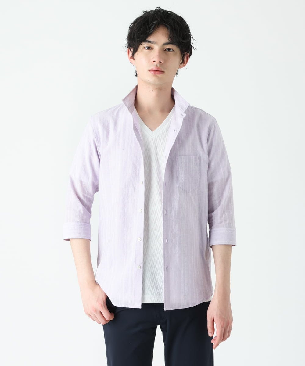 MKBGU08120 MK MICHEL KLEIN HOMME(MKミッシェルクランオム) エンブロイダリードビーシャツ ラベンダー(60)