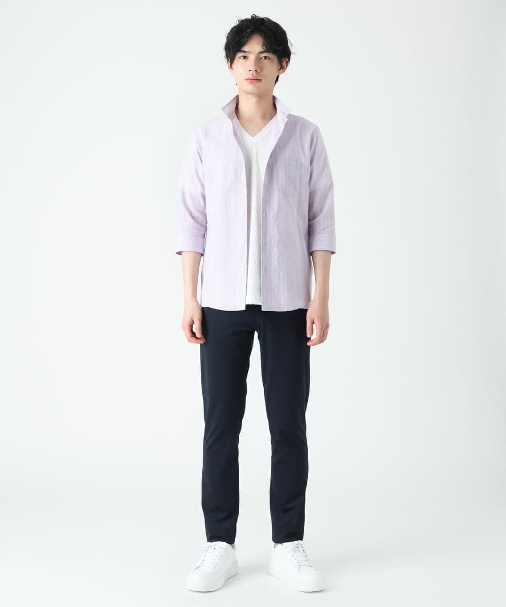 MKBGU08120 MK MICHEL KLEIN HOMME(MKミッシェルクランオム) エンブロイダリードビーシャツ ラベンダー(60)