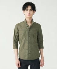 MKBGU09110 MK MICHEL KLEIN HOMME(MKミッシェルクランオム) スタンドカラーシャツ / ドライタッチクロス カーキ(36)