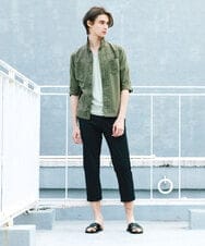 MKBGU09110 MK MICHEL KLEIN HOMME(MKミッシェルクランオム) スタンドカラーシャツ / ドライタッチクロス カーキ(36)
