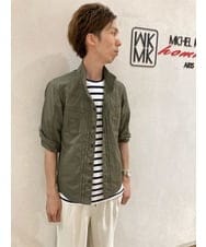MKBGU09110 MK MICHEL KLEIN HOMME(MKミッシェルクランオム) スタンドカラーシャツ / ドライタッチクロス カーキ(36)