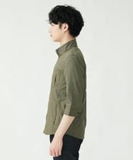 MKBGU09110 MK MICHEL KLEIN HOMME(MKミッシェルクランオム) スタンドカラーシャツ / ドライタッチクロス カーキ(36)