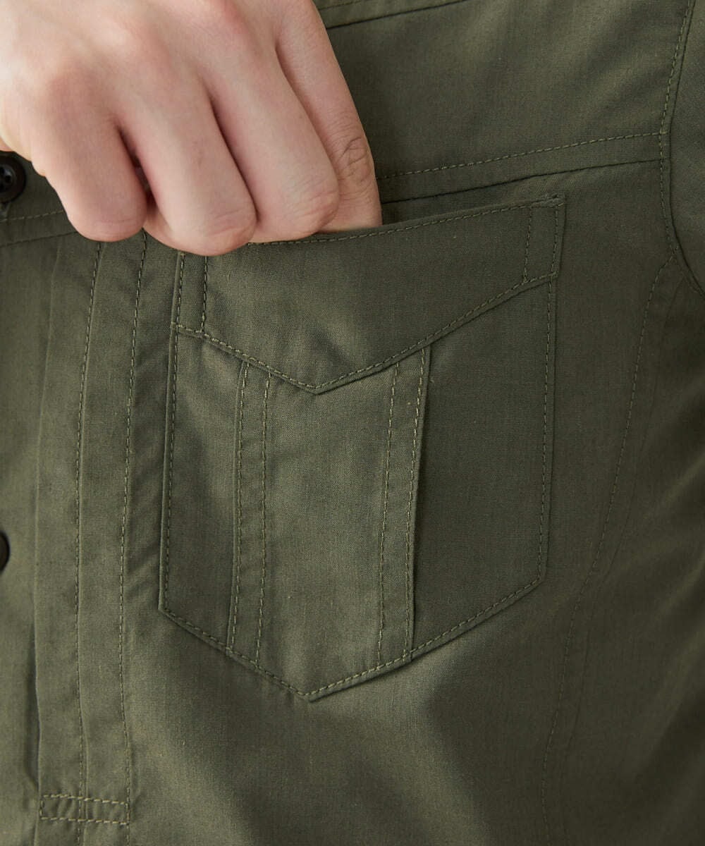 MKBGU09110 MK MICHEL KLEIN HOMME(MKミッシェルクランオム) スタンドカラーシャツ / ドライタッチクロス カーキ(36)