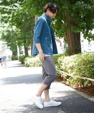 MKBGU09110 MK MICHEL KLEIN HOMME(MKミッシェルクランオム) スタンドカラーシャツ / ドライタッチクロス ネイビー(57)