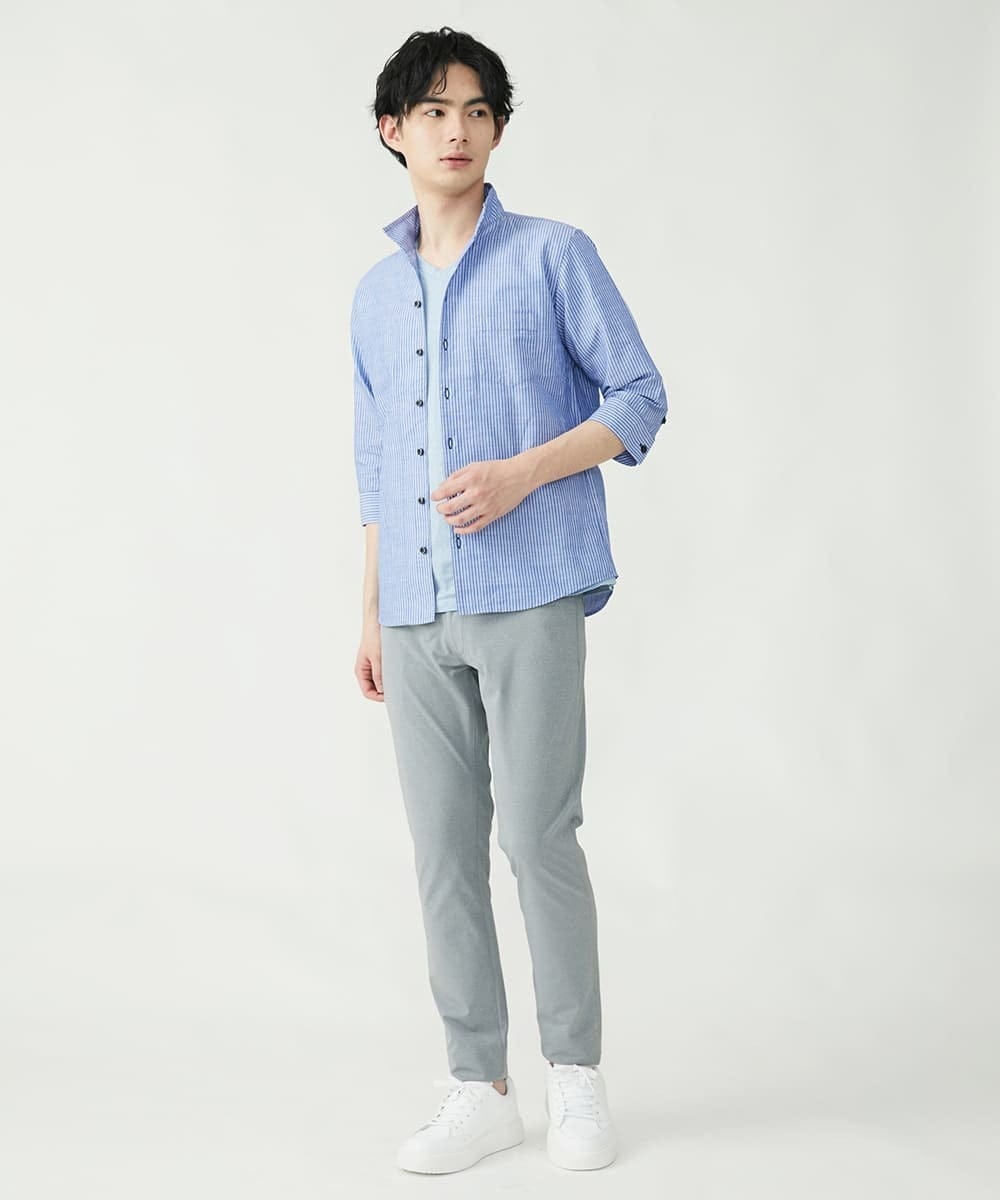MKBGU17130 MK MICHEL KLEIN HOMME(MKミッシェルクランオム) ハードマンリネンシャツ ブルー(55)