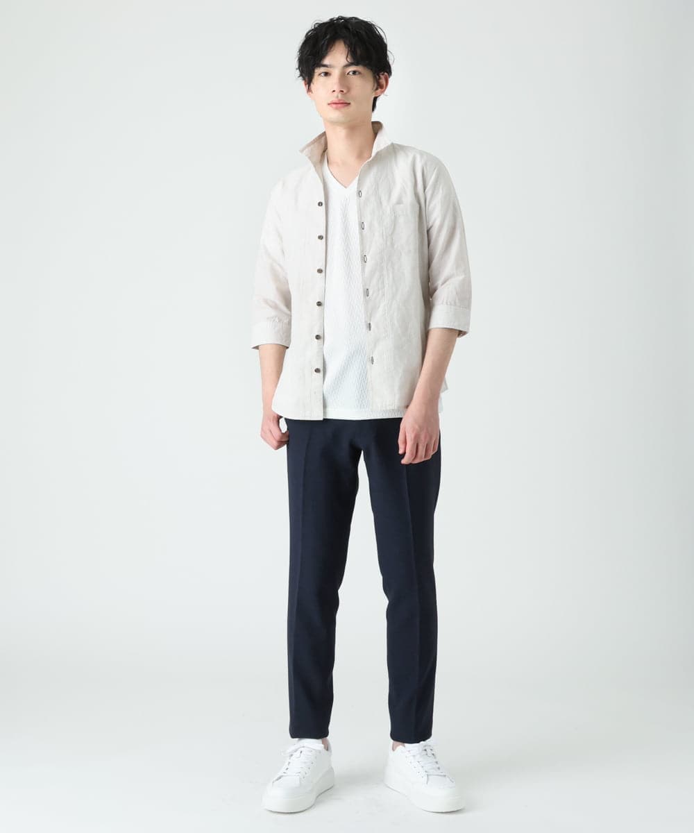 MKBGU17130 MK MICHEL KLEIN HOMME(MKミッシェルクランオム) ハードマンリネンシャツ アイボリー(80)