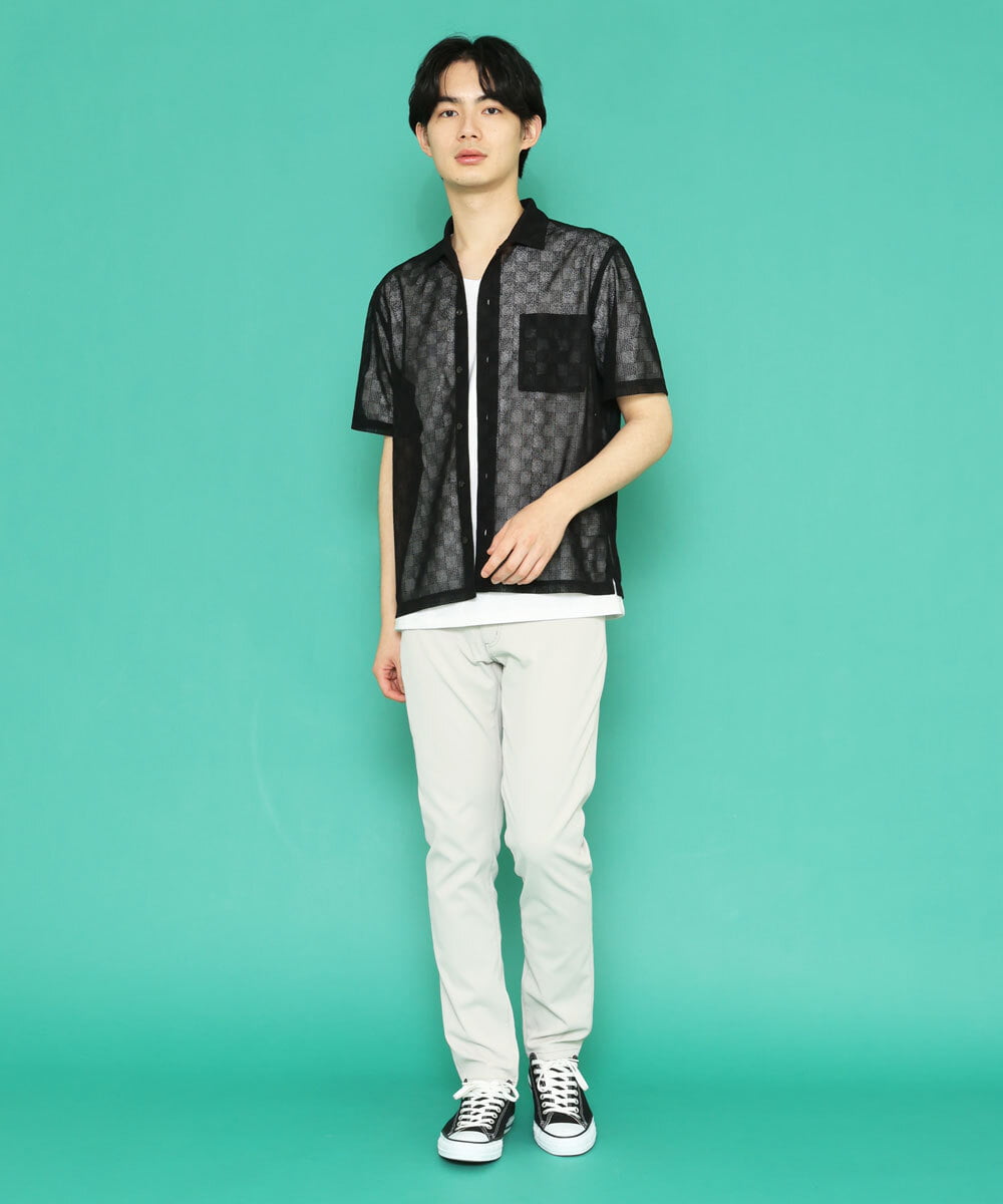 MKBGU30110 MK MICHEL KLEIN HOMME(MKミッシェルクランオム) シアーブロックシャツ ブラック(94)