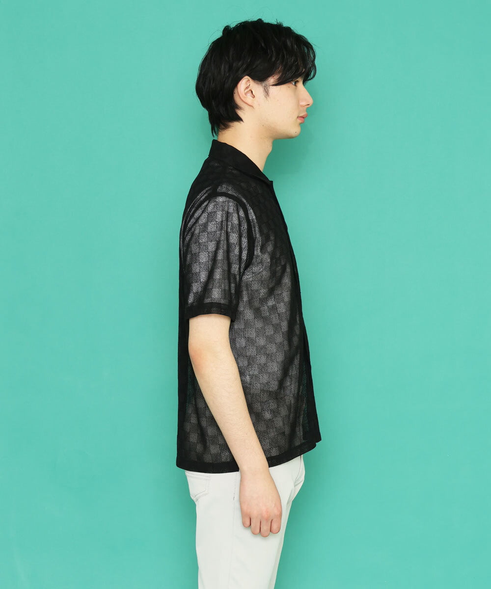 MKBGU30110 MK MICHEL KLEIN HOMME(MKミッシェルクランオム) シアーブロックシャツ ブラック(94)