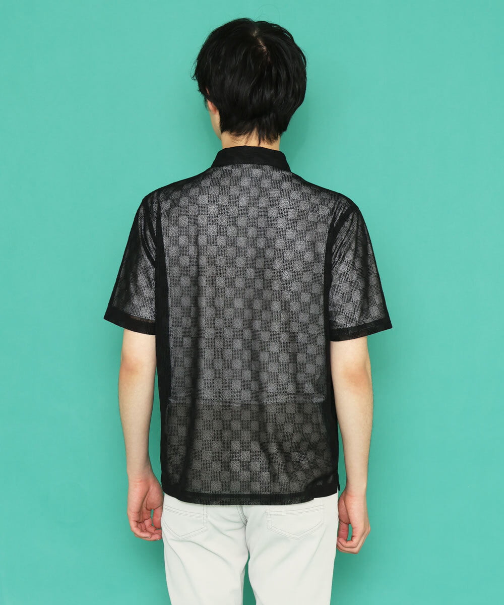 MKBGU30110 MK MICHEL KLEIN HOMME(MKミッシェルクランオム) シアーブロックシャツ ブラック(94)