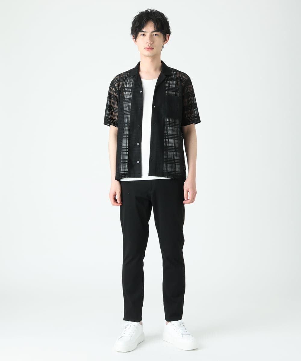 MKBGU31110 MK MICHEL KLEIN HOMME(MKミッシェルクランオム) シアーチェックシャツ ブラック(94)