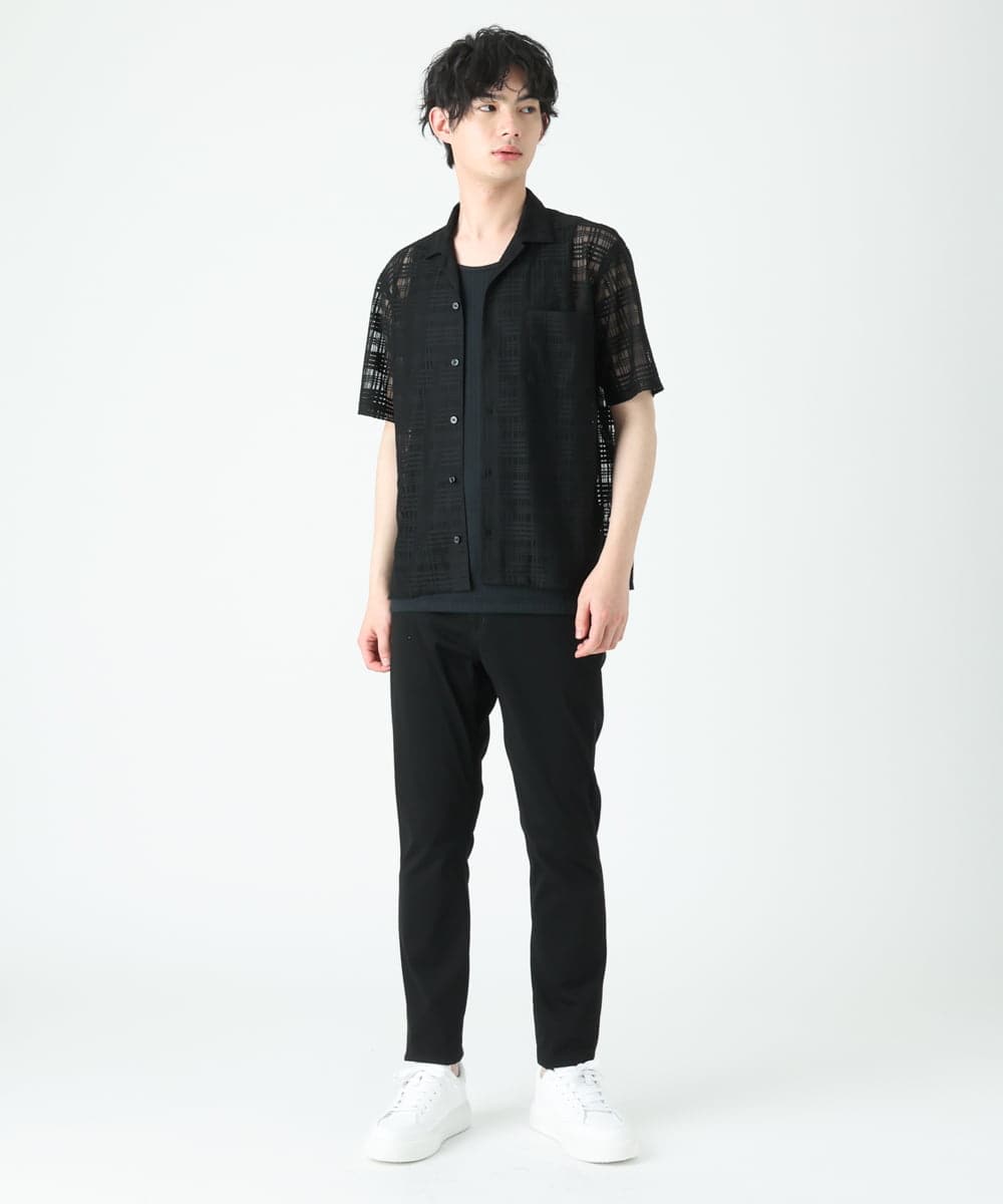 MKBGU31110 MK MICHEL KLEIN HOMME(MKミッシェルクランオム) シアーチェックシャツ ブラック(94)