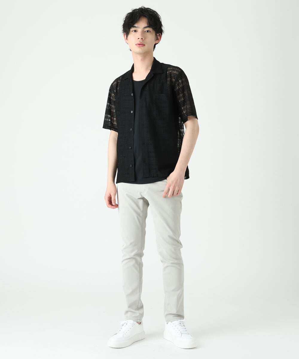 MKBGU31110 MK MICHEL KLEIN HOMME(MKミッシェルクランオム) シアーチェックシャツ ブラック(94)