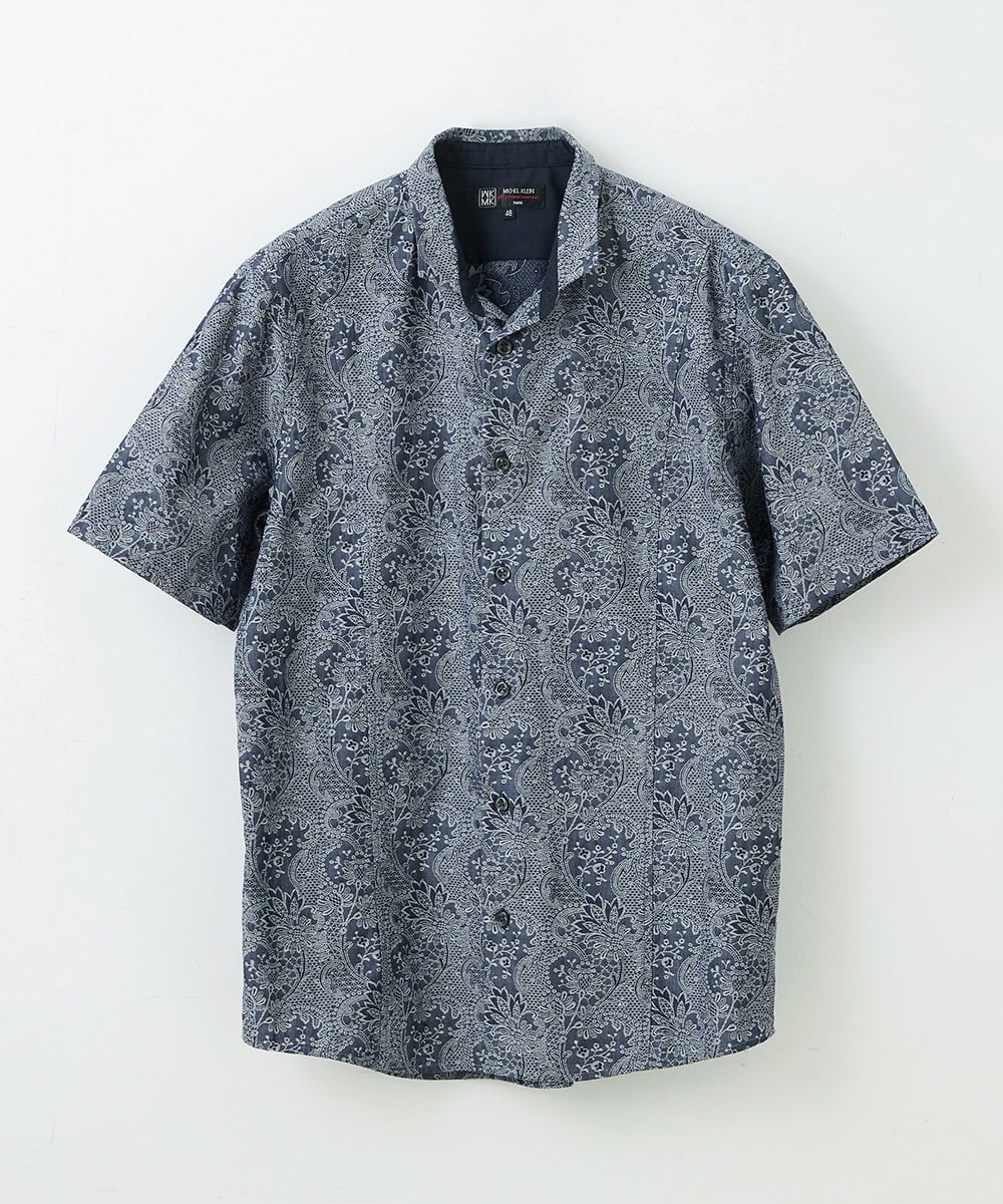 MKBGU40120 MK MICHEL KLEIN HOMME(MKミッシェルクランオム) ペイズリージャガードシャツ ネイビー(57)
