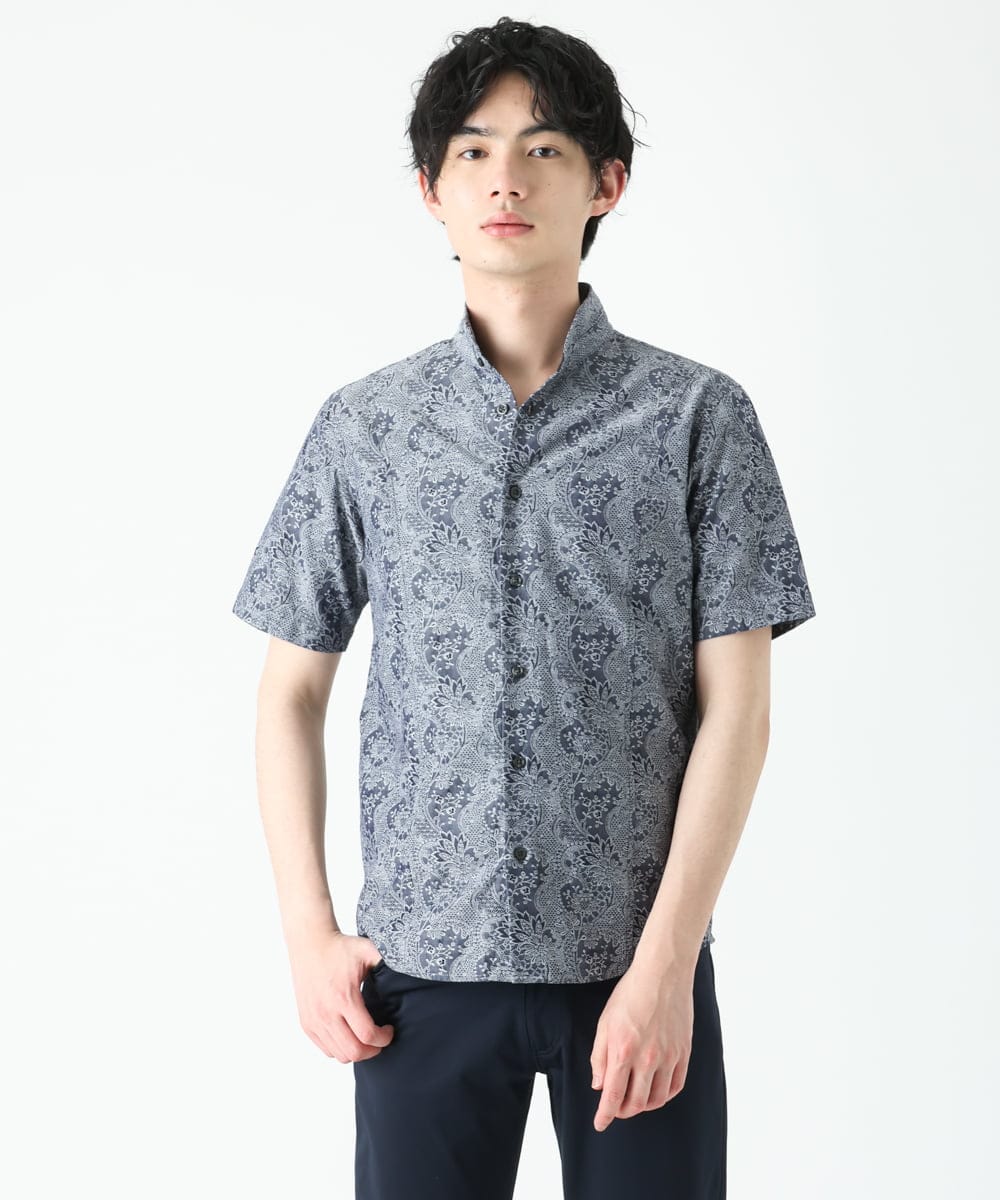 MKBGU40120 MK MICHEL KLEIN HOMME(MKミッシェルクランオム) ペイズリージャガードシャツ ネイビー(57)