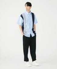 MKBGU83090 MK MICHEL KLEIN HOMME(MKミッシェルクランオム) ストライプシャツ ライトブルー(50)