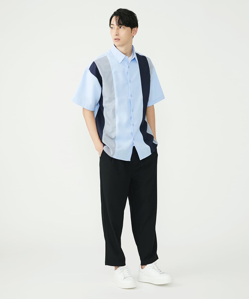 MKBGU83090 MK MICHEL KLEIN HOMME(MKミッシェルクランオム) ストライプシャツ ライトブルー(50)