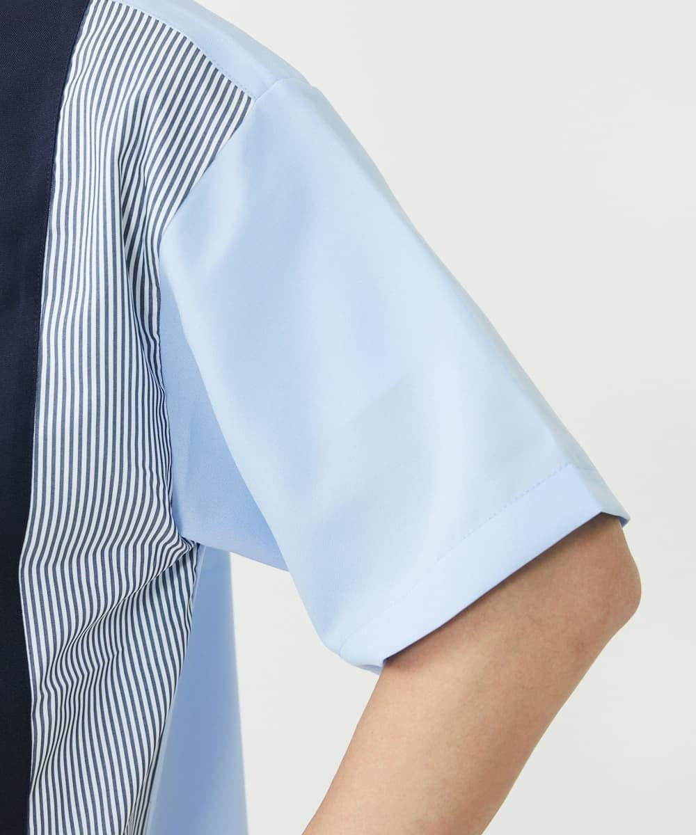 MKBGU83090 MK MICHEL KLEIN HOMME(MKミッシェルクランオム) ストライプシャツ ライトブルー(50)