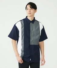 MKBGU84090 MK MICHEL KLEIN HOMME(MKミッシェルクランオム) ブロックシャツ ネイビー(57)