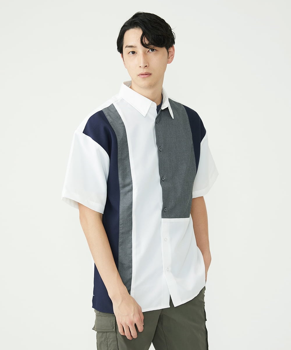 MKBGU84090 MK MICHEL KLEIN HOMME(MKミッシェルクランオム) ブロックシャツ ホワイト(90)