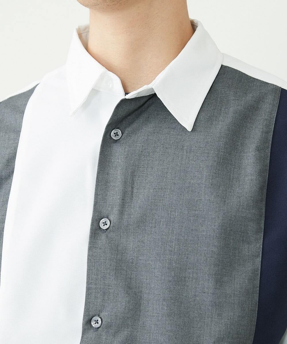 MKBGU84090 MK MICHEL KLEIN HOMME(MKミッシェルクランオム) ブロックシャツ ホワイト(90)