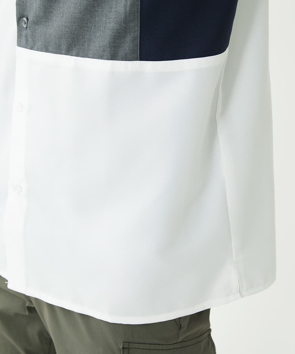 MKBGU84090 MK MICHEL KLEIN HOMME(MKミッシェルクランオム) ブロックシャツ ホワイト(90)