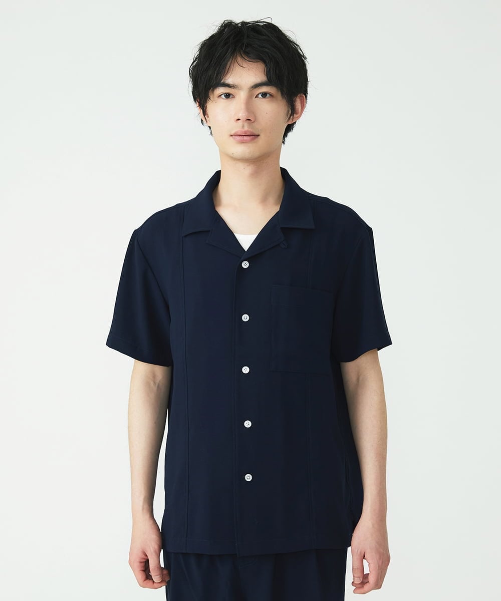 MKBGU89110 MK MICHEL KLEIN HOMME(MKミッシェルクランオム) オープンカラーシャツ ネイビー(57)