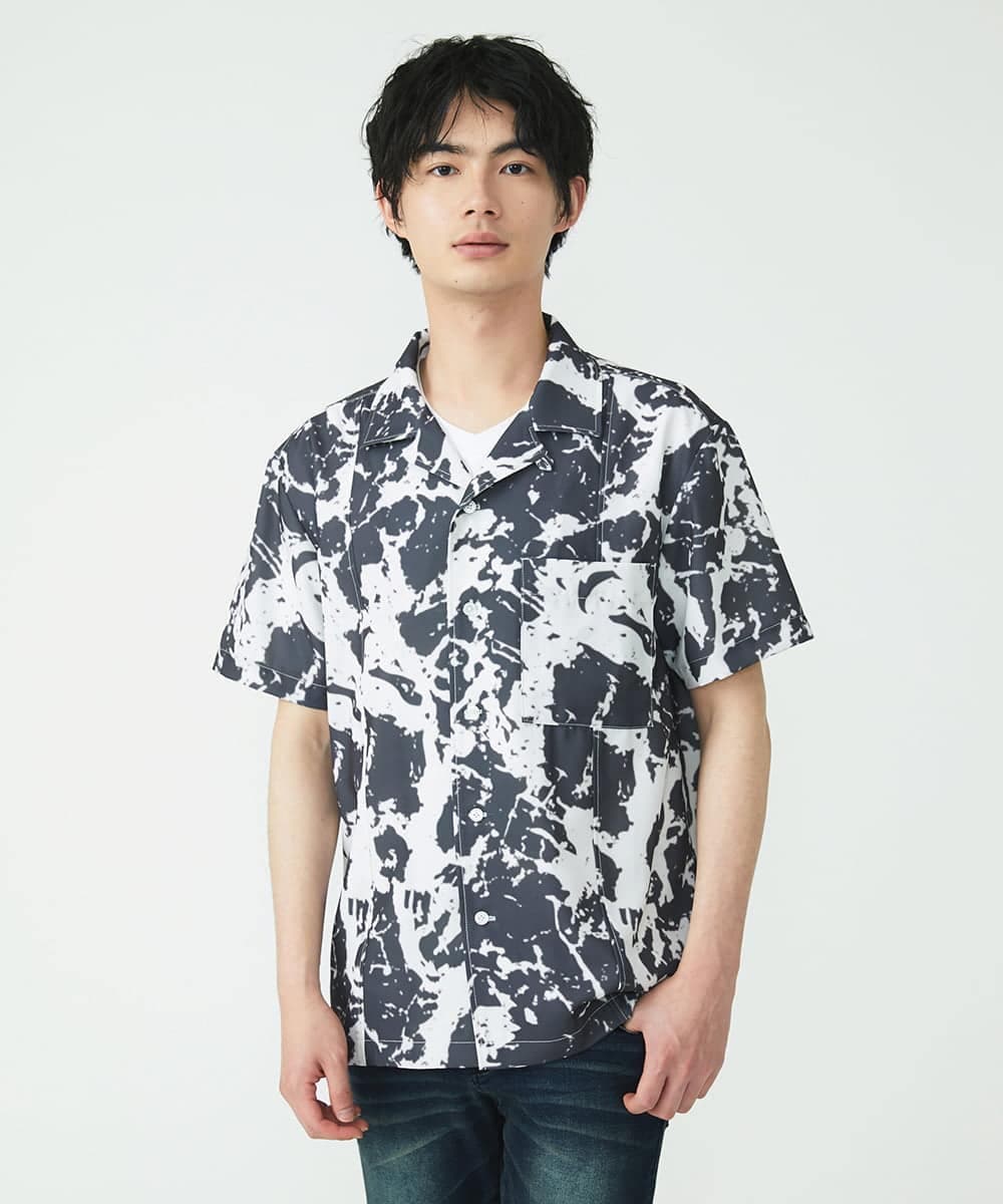 MKBGU89110 MK MICHEL KLEIN HOMME(MKミッシェルクランオム) オープンカラーシャツ ブラック(94)