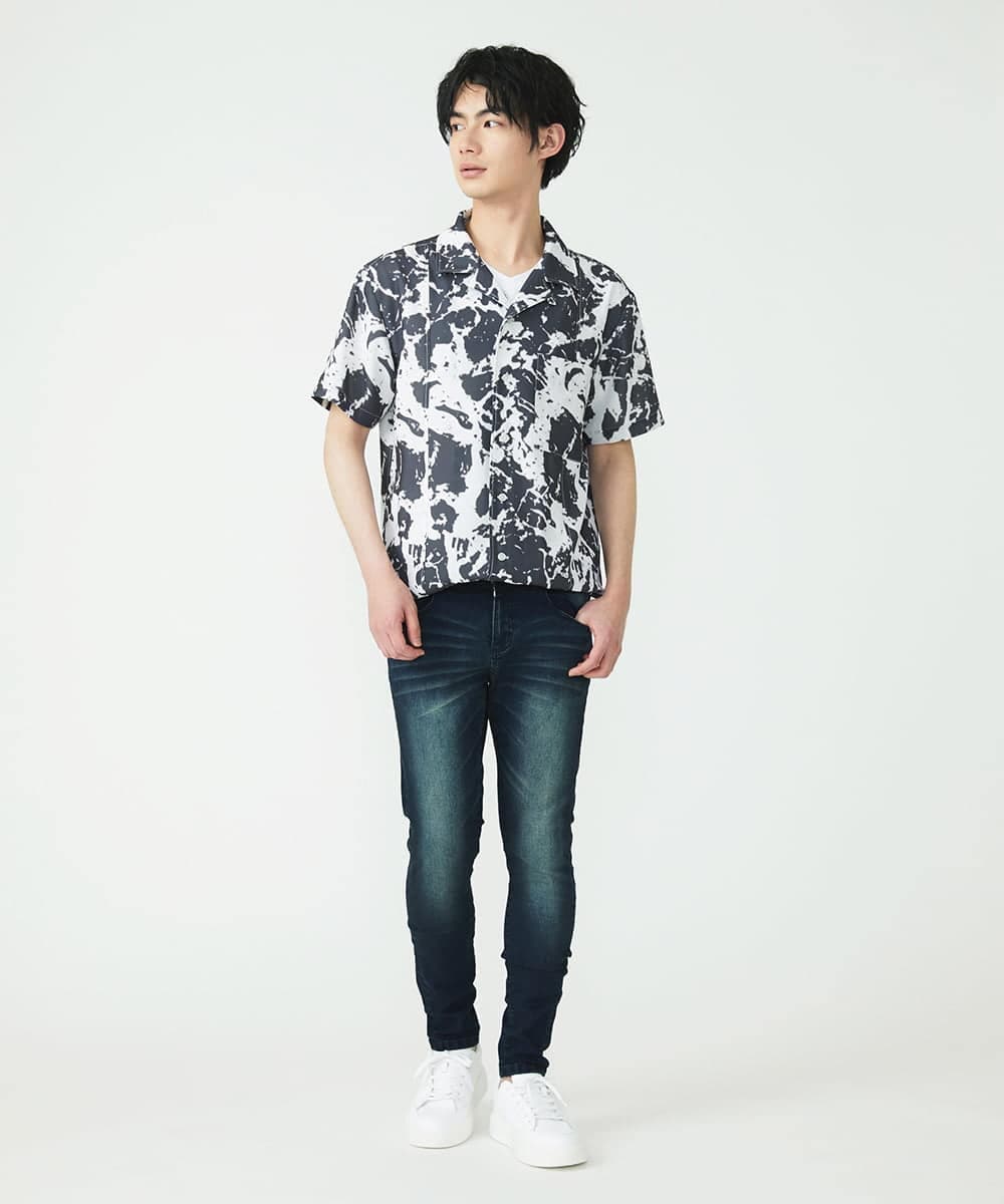 MKBGU89110 MK MICHEL KLEIN HOMME(MKミッシェルクランオム) オープンカラーシャツ ブラック(94)