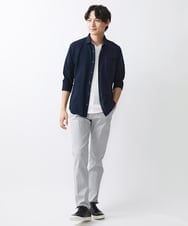 MKBGV52120 MK MICHEL KLEIN HOMME(MKミッシェルクランオム) ストライプサッカーシャツ ネイビー