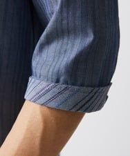 MKBGV54120 MK MICHEL KLEIN HOMME(MKミッシェルクランオム) 【ON/OFF対応】七分袖リバーストライプシャツ ライトブルー