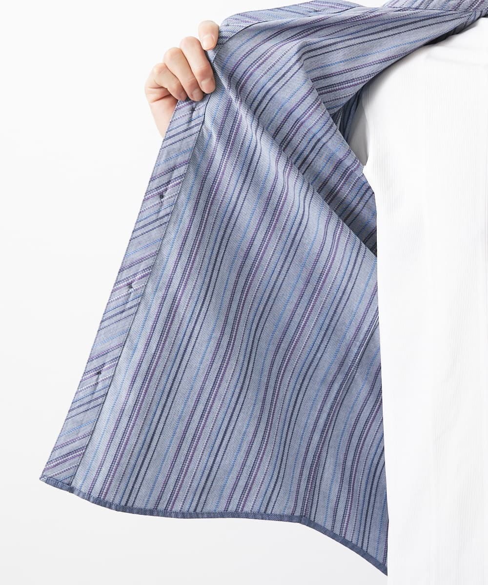 MKBGV54120 MK MICHEL KLEIN HOMME(MKミッシェルクランオム) 【ON/OFF対応】七分袖リバーストライプシャツ ライトブルー