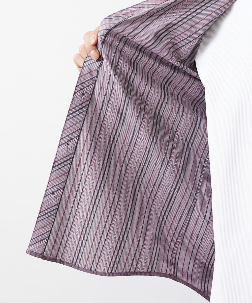 MKBGV54120 MK MICHEL KLEIN HOMME(MKミッシェルクランオム) 【ON/OFF対応】七分袖リバーストライプシャツ パープル