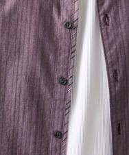 MKBGV54120 MK MICHEL KLEIN HOMME(MKミッシェルクランオム) 【ON/OFF対応】七分袖リバーストライプシャツ パープル