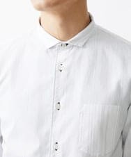 MKBGV54120 MK MICHEL KLEIN HOMME(MKミッシェルクランオム) 【ON/OFF対応】七分袖リバーストライプシャツ ホワイト