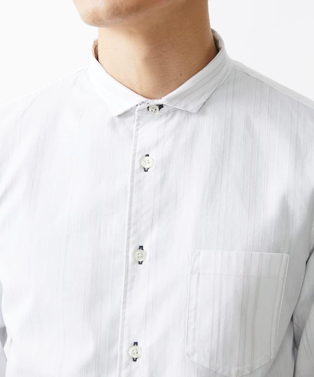 MKBGV54120 MK MICHEL KLEIN HOMME(MKミッシェルクランオム) 【ON/OFF対応】七分袖リバーストライプシャツ ホワイト
