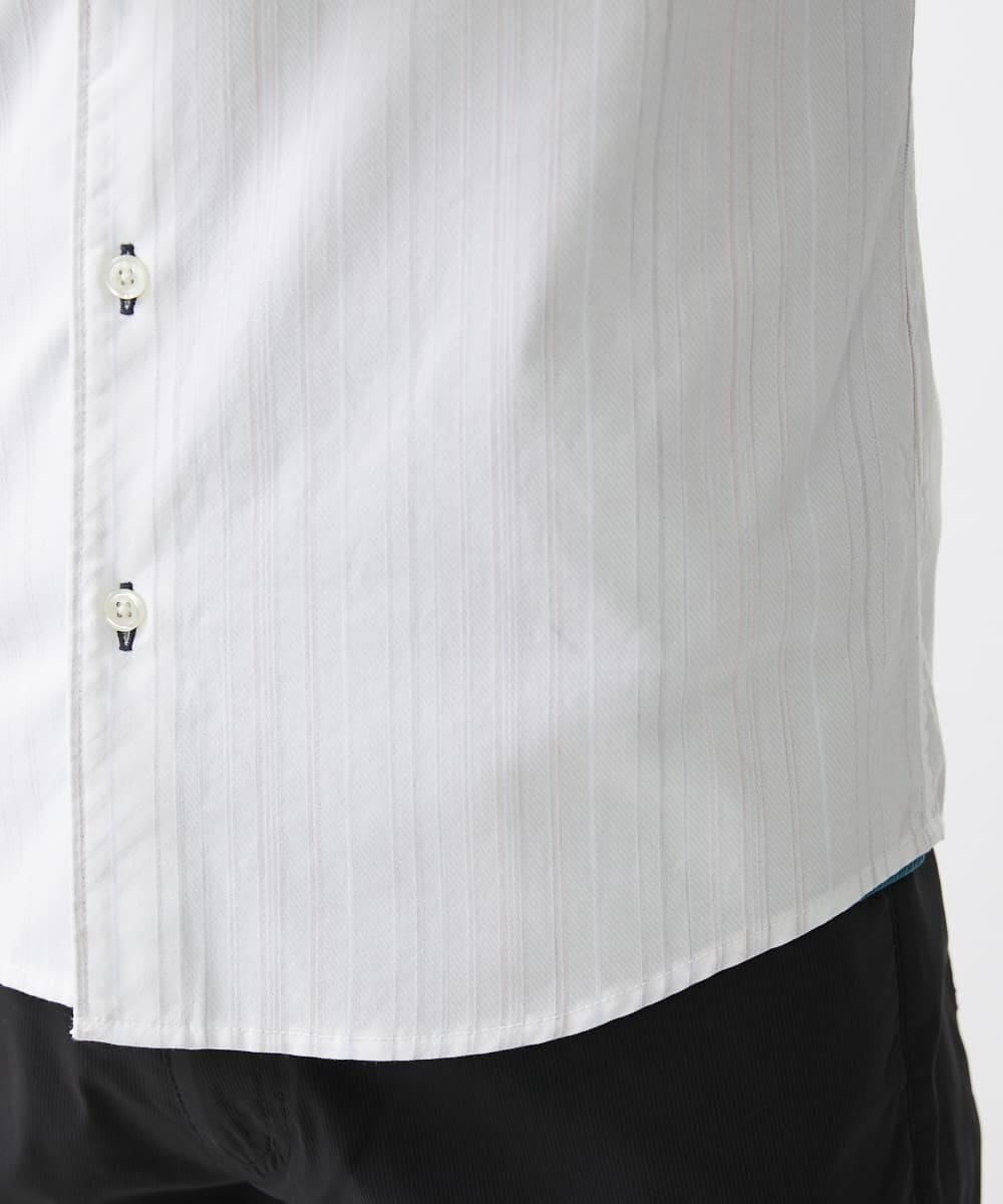 MKBGV54120 MK MICHEL KLEIN HOMME(MKミッシェルクランオム) 【ON/OFF対応】七分袖リバーストライプシャツ ホワイト