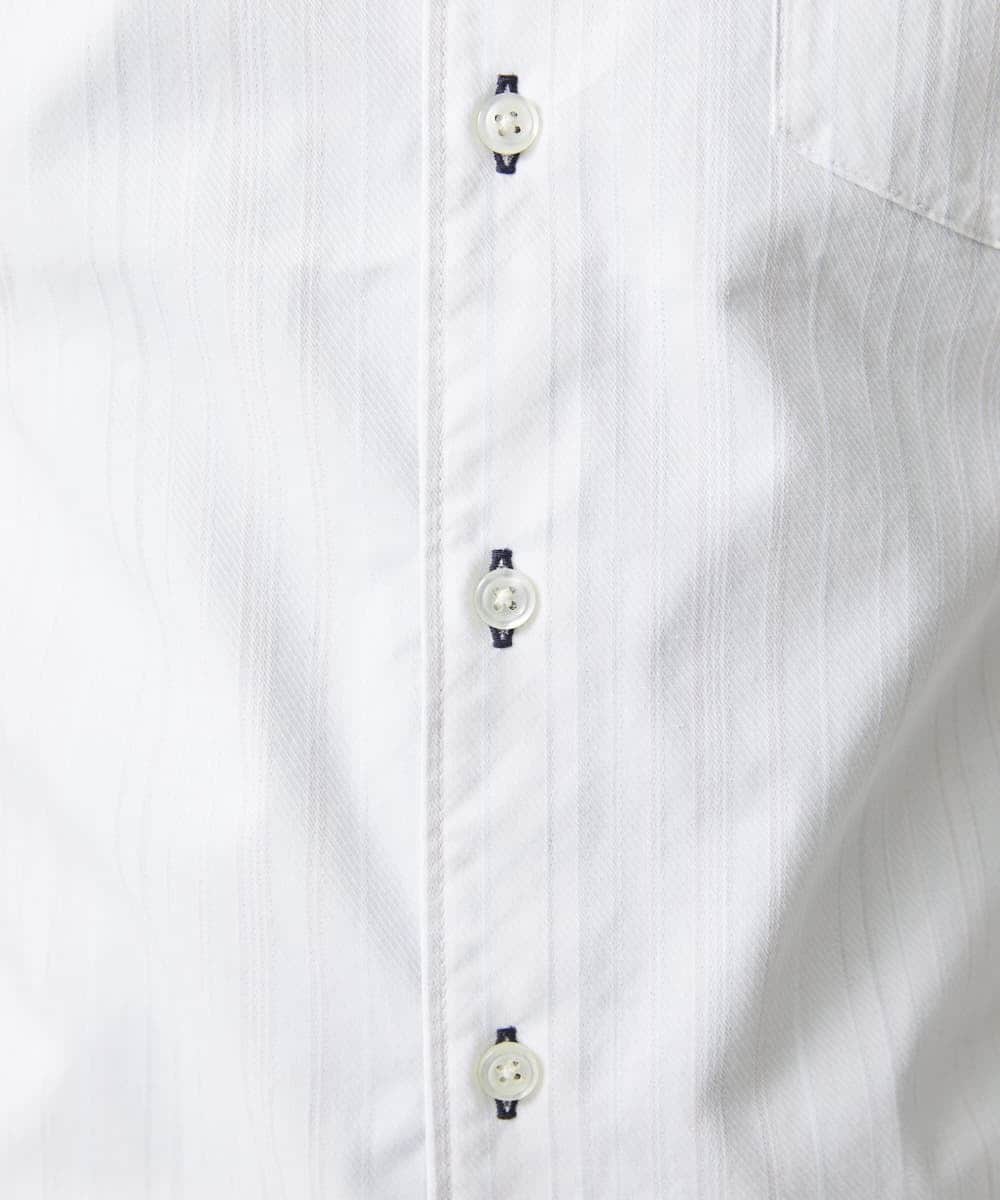 MKBGV54120 MK MICHEL KLEIN HOMME(MKミッシェルクランオム) 【ON/OFF対応】七分袖リバーストライプシャツ ホワイト