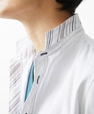 MKBGV54120 MK MICHEL KLEIN HOMME(MKミッシェルクランオム) 【ON/OFF対応】七分袖リバーストライプシャツ ホワイト