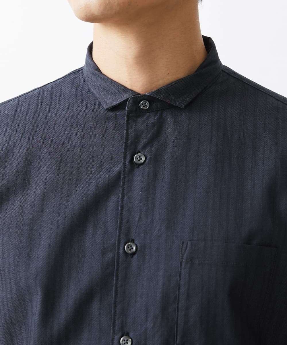 MKBGV54120 MK MICHEL KLEIN HOMME(MKミッシェルクランオム) 【ON/OFF対応】七分袖リバーストライプシャツ ダークグレー
