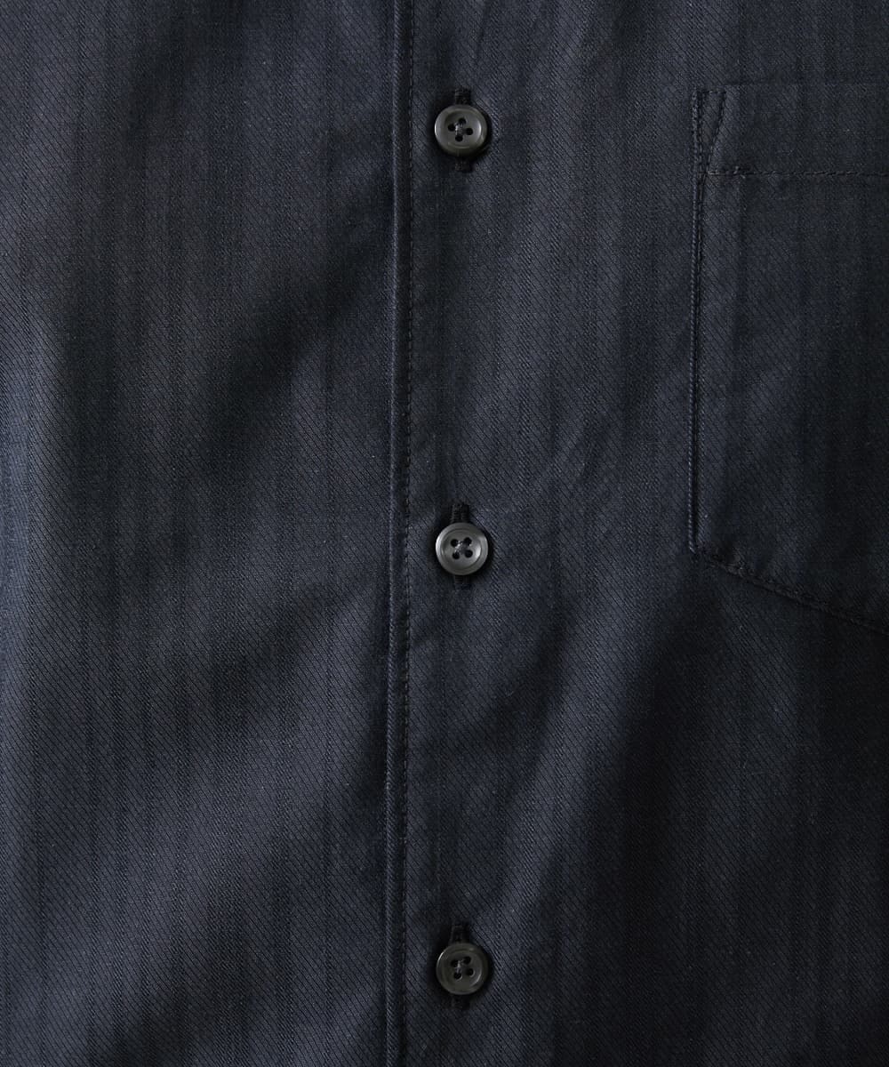 MKBGV54120 MK MICHEL KLEIN HOMME(MKミッシェルクランオム) 【ON/OFF対応】七分袖リバーストライプシャツ ダークグレー